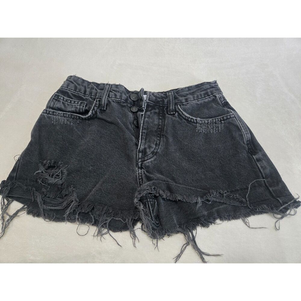 Forever 21 Premium Women’s Size 24 Black Denim Cutoff Shorts Distressed Frayed